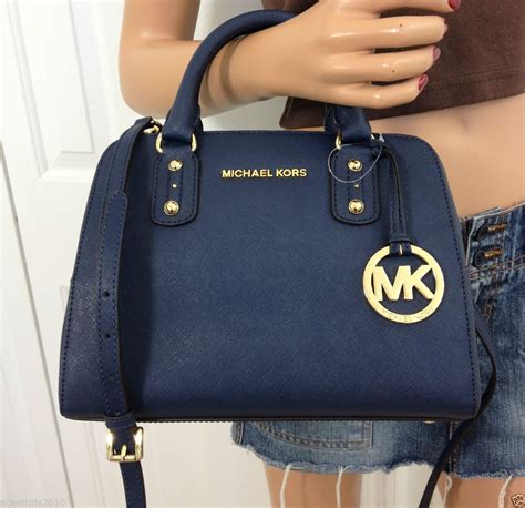 navy blue purses michael kors|Michael Kors shoulder bag blue.